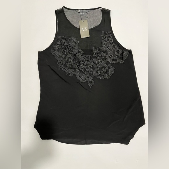 NWT - Armani Exchange lace appliqué blouse - size L - Picture 2 of 14
